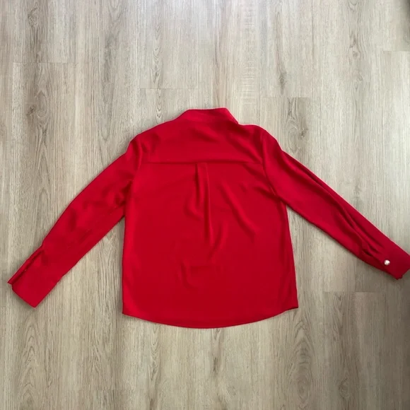 Red Zara blouse with pearl buttons - Picture 2 of 5